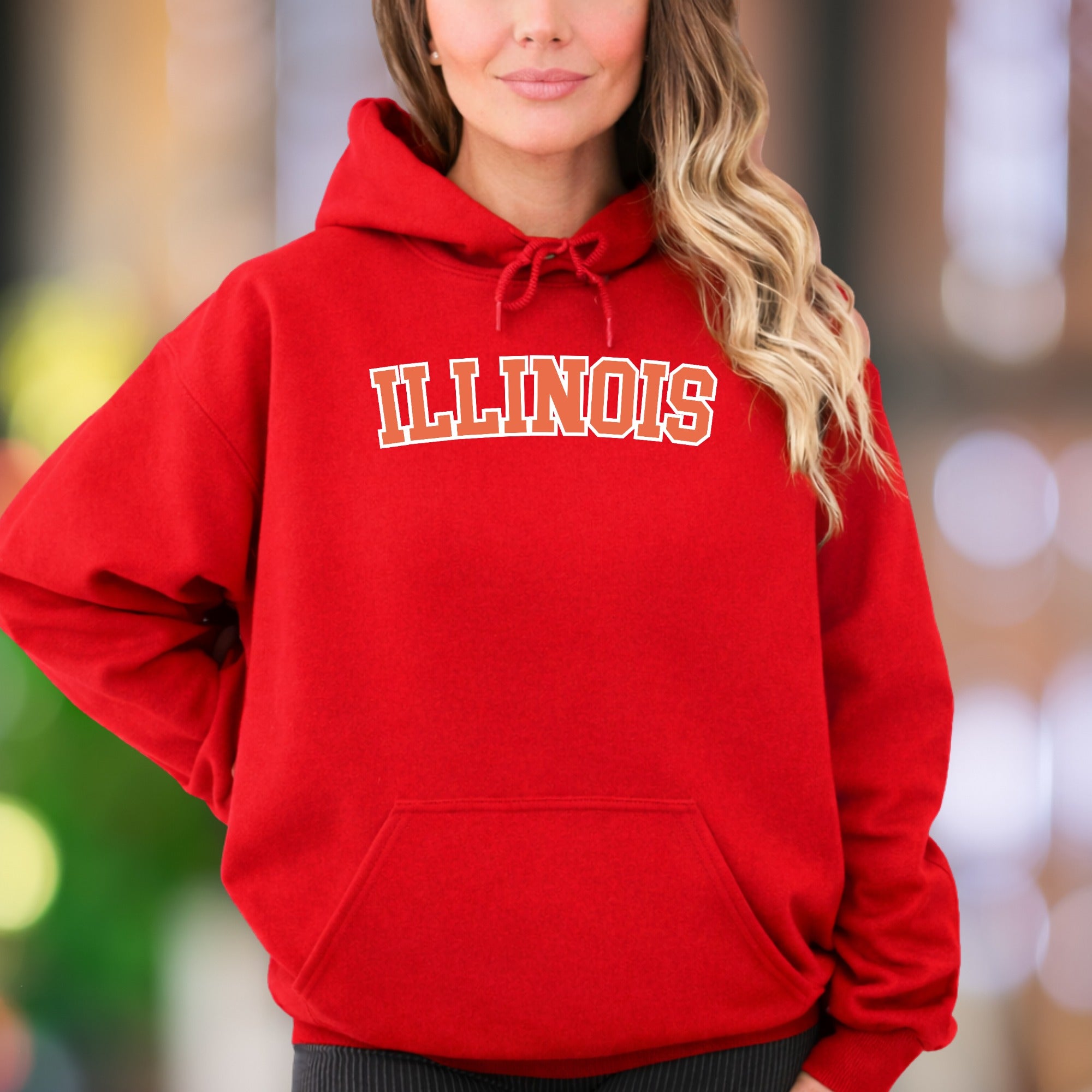 "ILLINOIS" | Bold Typography Unisex Adult Hoodie | Collegiate Style