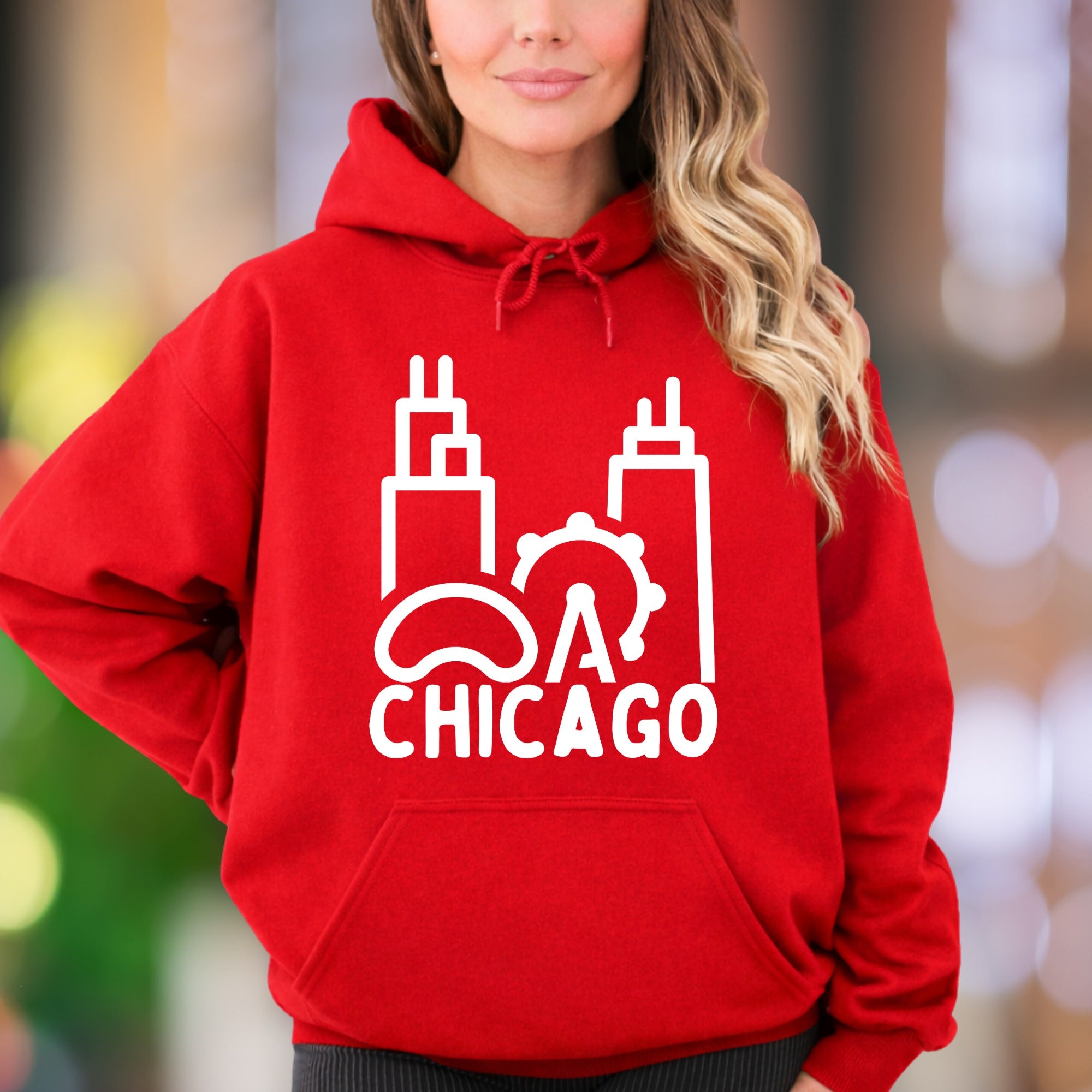 "Chicago Skyline" | Minimal City Graphic Unisex Adult Hoodie | Urban Lifestyle Apparel