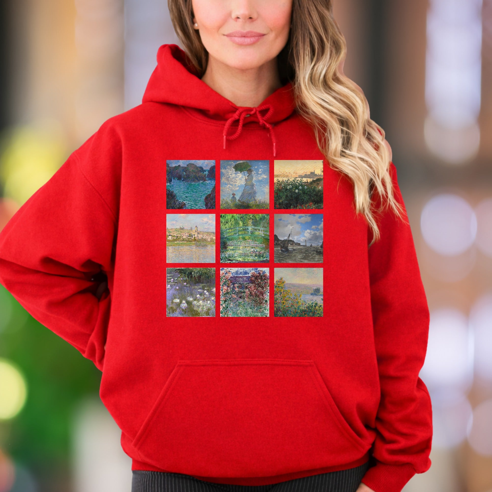 "Impressionist Grid" | Vintage Art Unisex Adult Hoodie | Creative Expression