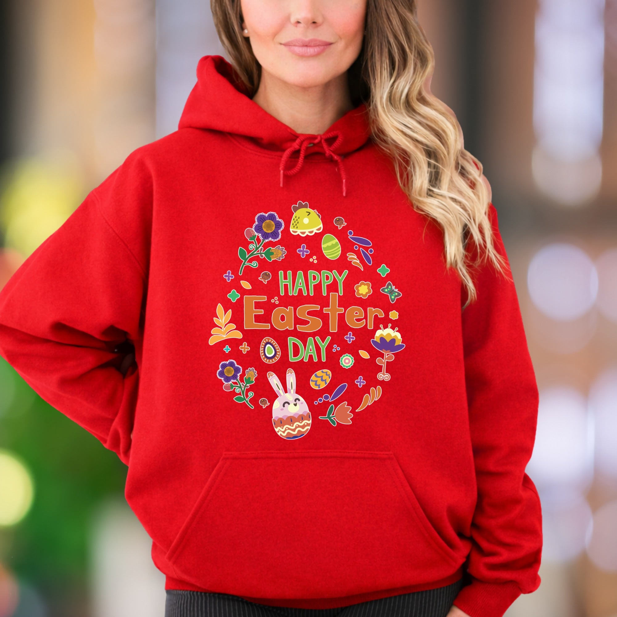 "Happy Easter Day" | Festive Graphic Unisex Adult Hoodie | Holiday Celebration