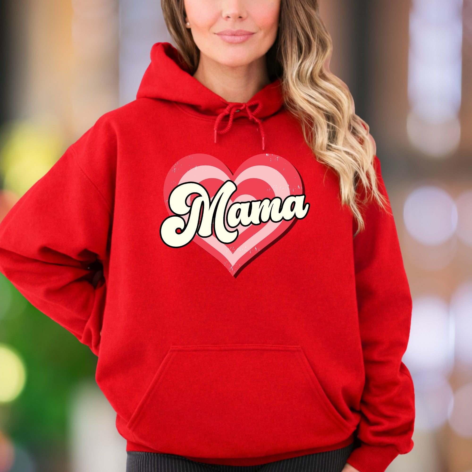 "Mama" | Retro Heart Graphic Unisex Adult Hoodie | Motherhood Lifestyle