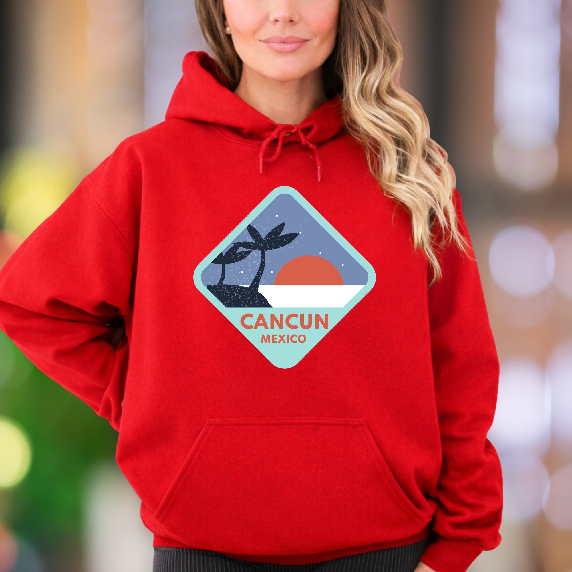 "Cancun Mexico" | Retro Travel Graphic Unisex Adult Hoodie | Vacation Lifestyle