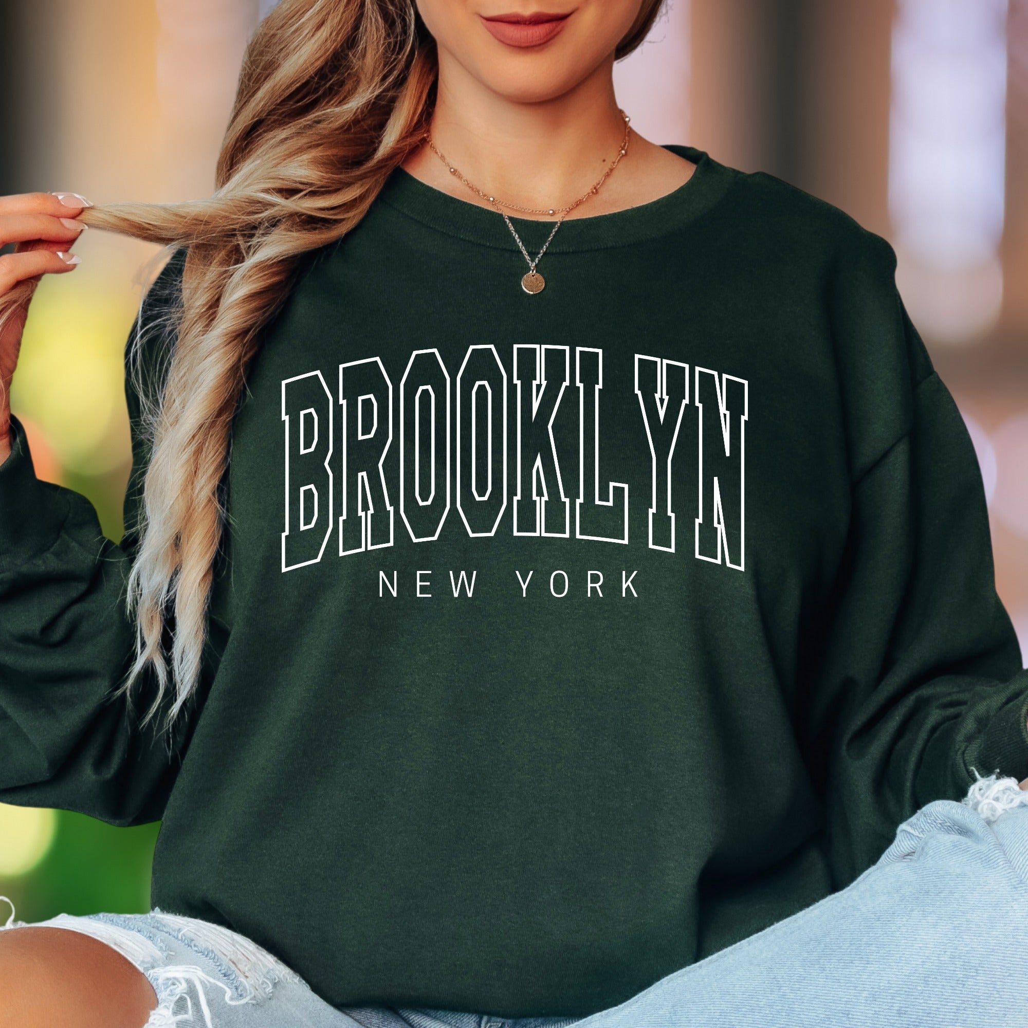 "BROOKLYN NEW YORK" | Modern Typography Unisex Adult Long Sleeve T-Shirt | City Lifestyle