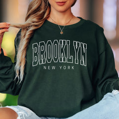 "BROOKLYN NEW YORK" | Modern Typography Unisex Adult Long Sleeve T-Shirt | City Lifestyle