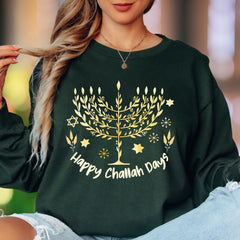 "Happy Challah Days" | Festive Menorah Unisex Adult Long Sleeve T-Shirt | Holiday Lifestyle