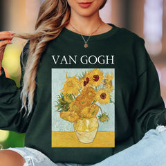 "Van Gogh Sunflowers" | Artistic Vintage Unisex Adult Long Sleeve T-Shirt | Art Lover Apparel