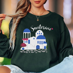 "Santorini" | Minimal Travel Unisex Adult Long Sleeve T-Shirt | Vacation & Wanderlust
