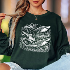 Oceanic Shark Design | Nature Art Unisex Adult Long Sleeve T-Shirt | Marine Lifestyle
