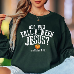 "Are You Fall-O-Ween Jesus?" | Playful Typography Unisex Adult Long Sleeve T-Shirt | Faith-Inspired Fun