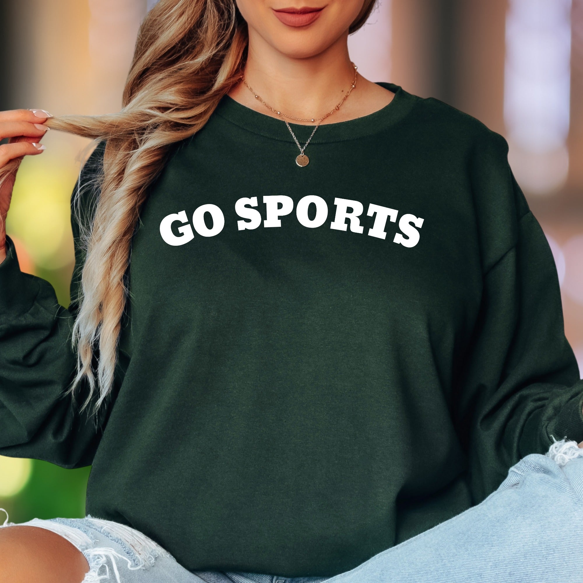 "GO SPORTS" | Bold Typography Unisex Adult Long Sleeve T-Shirt | Humorous Lifestyle