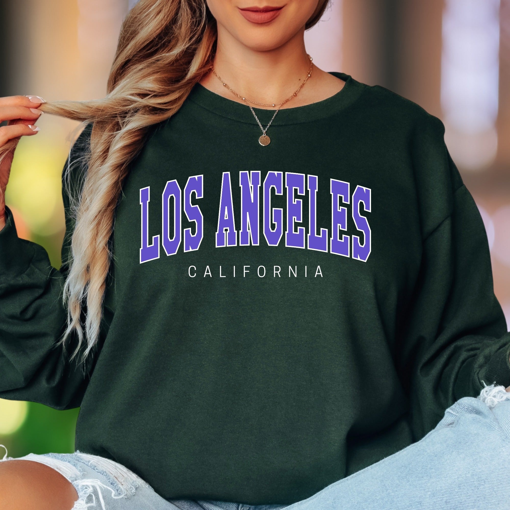 "Los Angeles California" | Collegiate Typography Unisex Adult Long Sleeve T-Shirt | West Coast Lifestyle