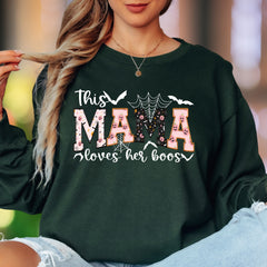 "This Mama Loves Her Boos" | Halloween Spooky Unisex Adult Long Sleeve T-Shirt | Festive Mommy Lifestyle