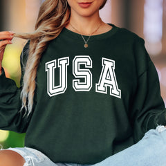 "USA" | Bold Typography Unisex Adult Long Sleeve T-Shirt | Patriotic Lifestyle