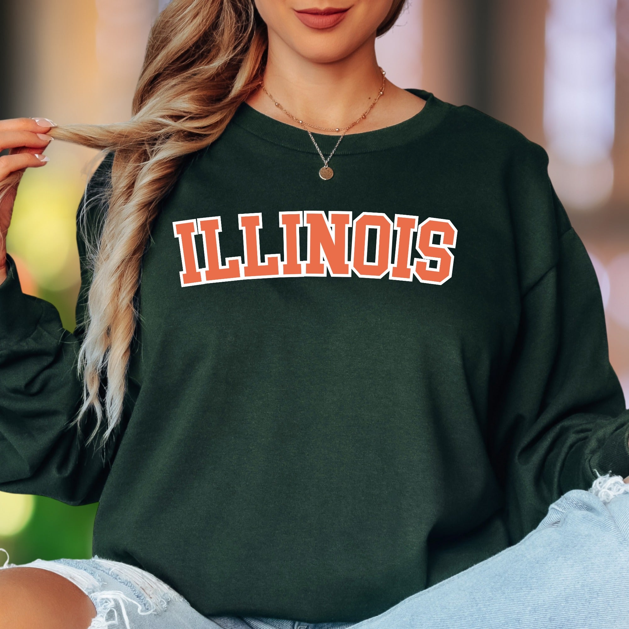 "ILLINOIS" | Collegiate Style Unisex Adult Long Sleeve T-Shirt | Classic Fanwear
