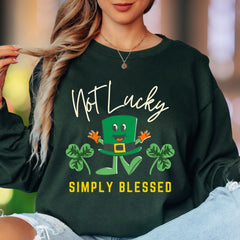 "Not Lucky Simply Blessed" | Funny St. Patrick's Day Unisex Adult Long Sleeve T-Shirt | Humorous Lifestyle