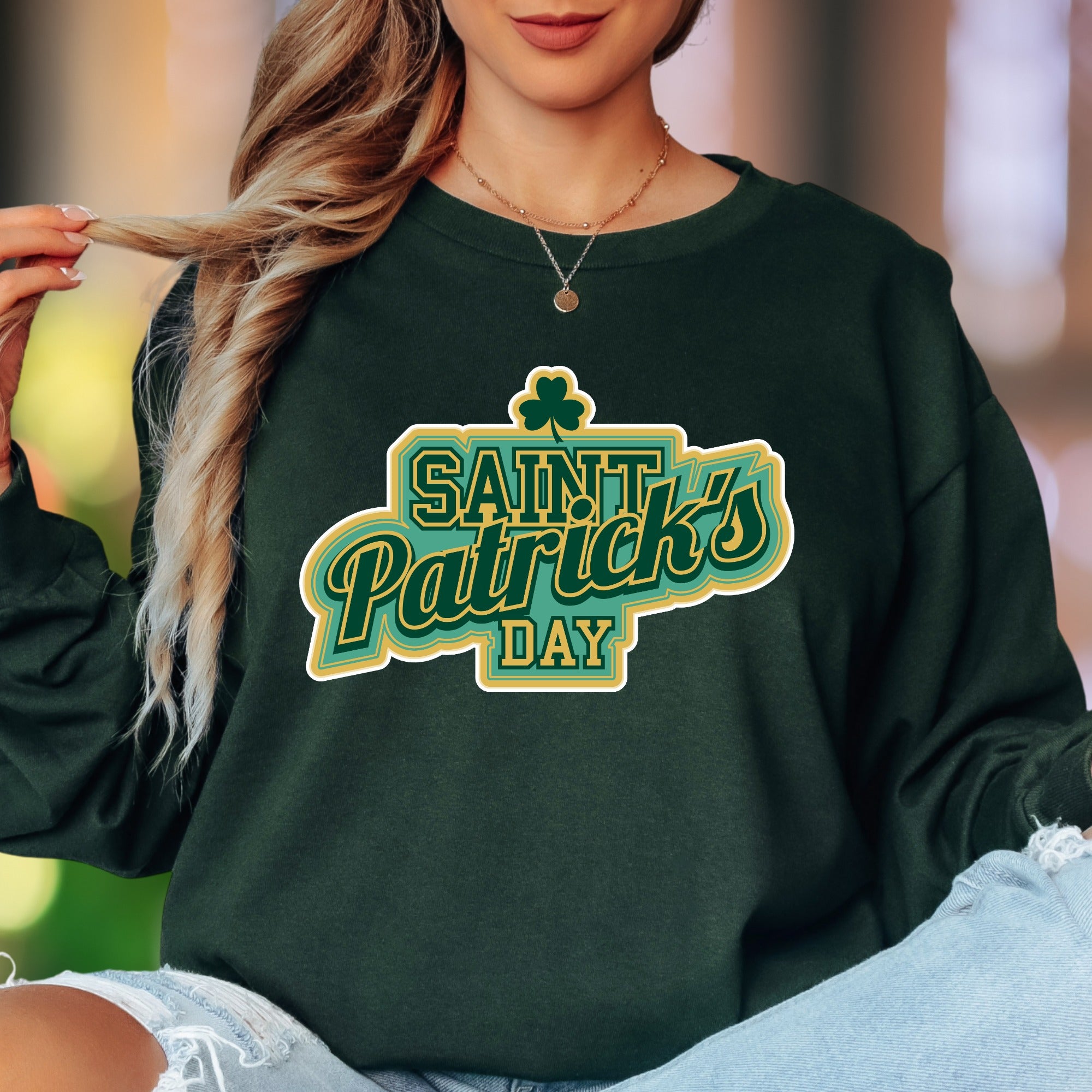 "Saint Patrick's Day" | Retro Typography Unisex Adult Long Sleeve T-Shirt | Festive Celebration