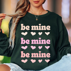 "Be Mine" | Retro Typography Unisex Adult Long Sleeve T-Shirt | Romantic Lifestyle