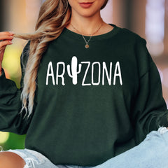 "Arizona" | Cactus Typography Unisex Adult Long Sleeve T-Shirt | Desert Lifestyle Apparel