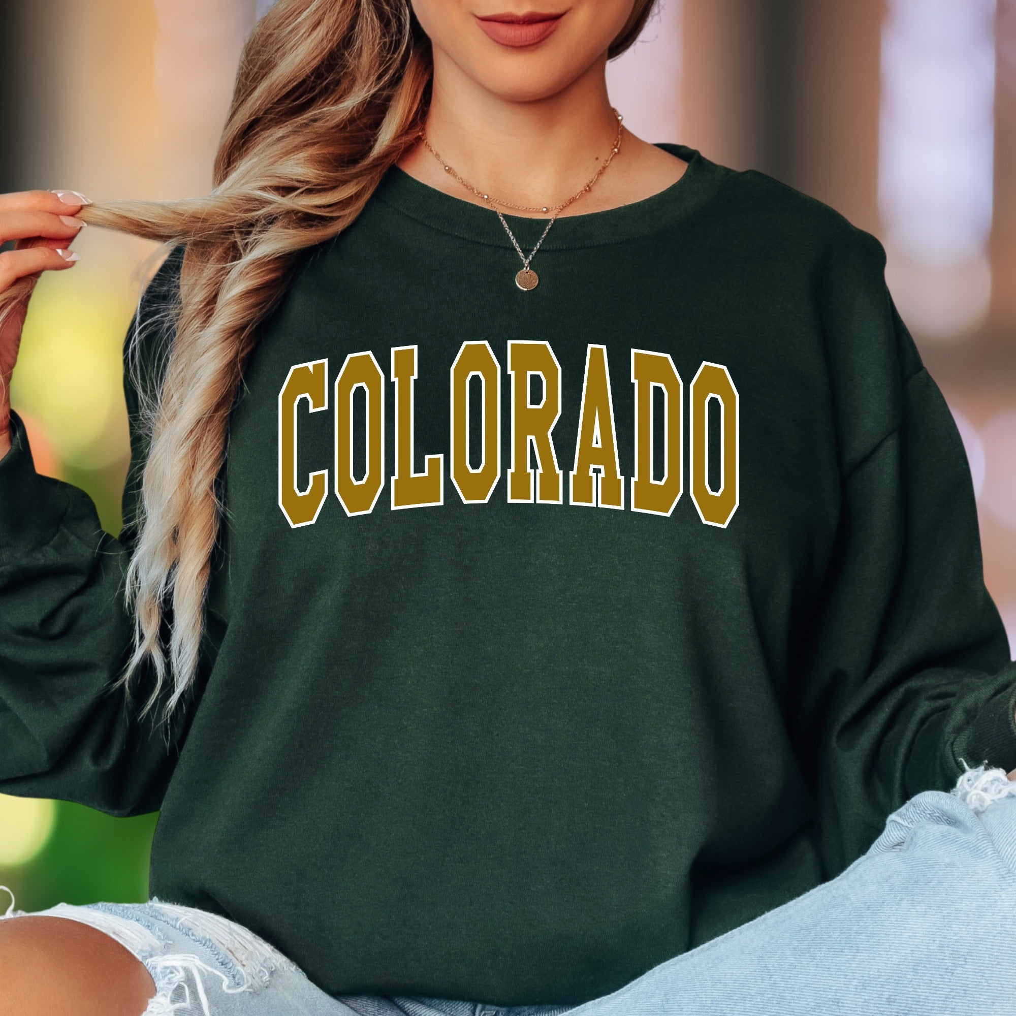 "Colorado" | Bold Typography Unisex Adult Long Sleeve T-Shirt | State Pride