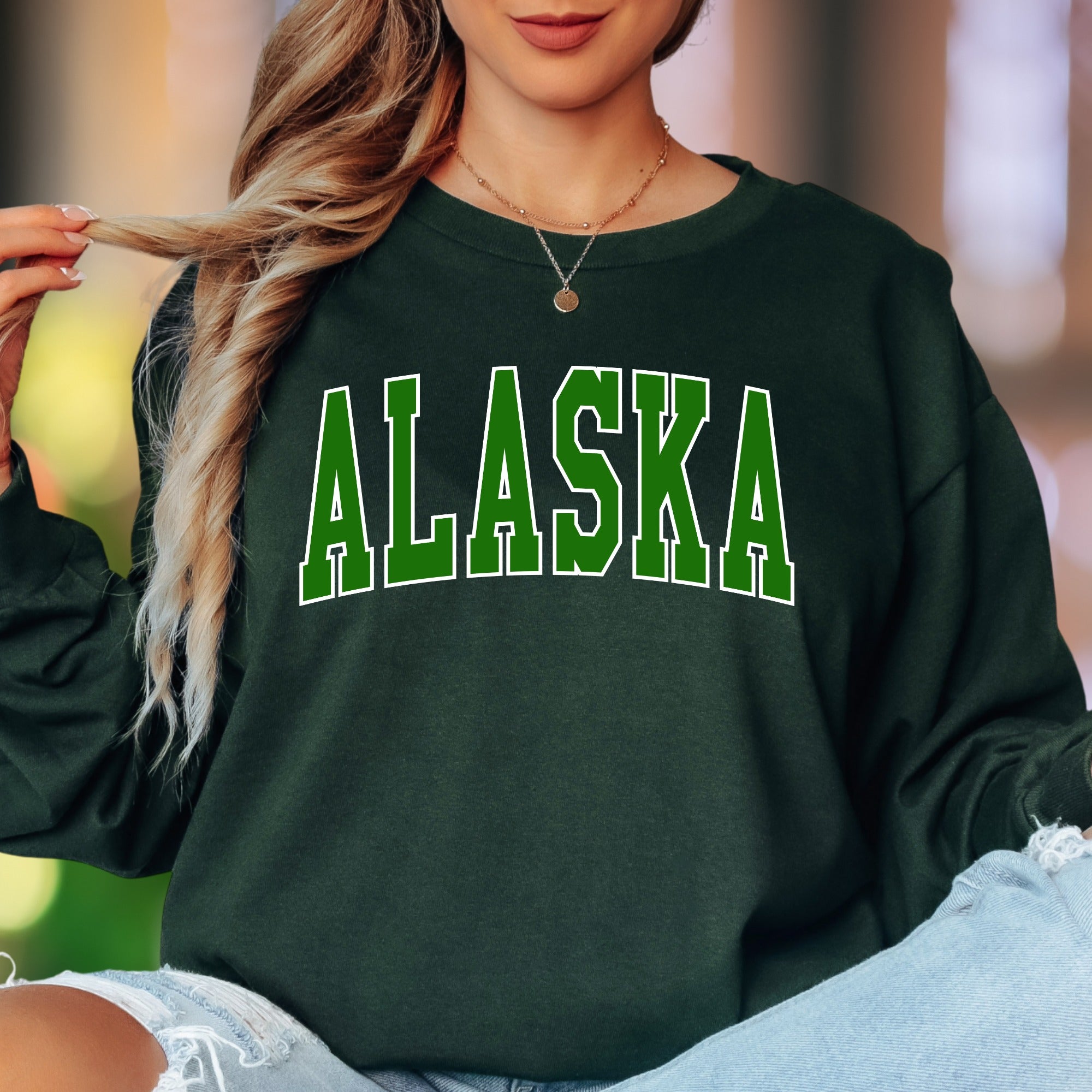 "ALASKA" | Varsity Typography Unisex Adult Long Sleeve T-Shirt | State Pride Lifestyle