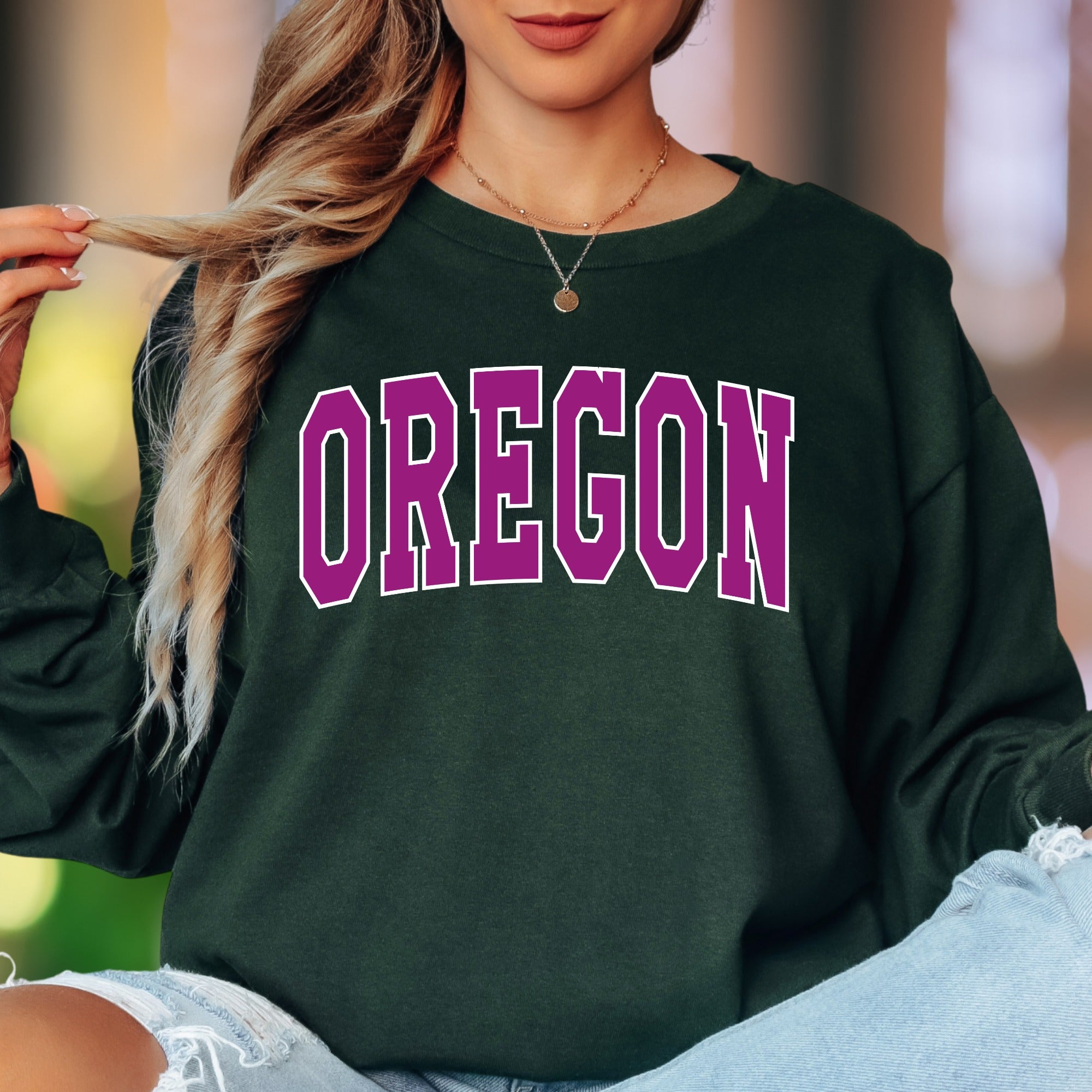 "OREGON" | Bold Typography Unisex Adult Long Sleeve T-Shirt | Regional Pride Apparel Main image