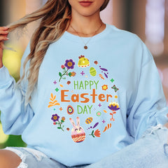 "Happy Easter Day" | Festive Graphic Unisex Adult Long Sleeve T-Shirt | Holiday Celebration