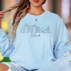 "Orlando" | Minimal Skyline Unisex Adult Long Sleeve T-Shirt | Travel & City Lifestyle
