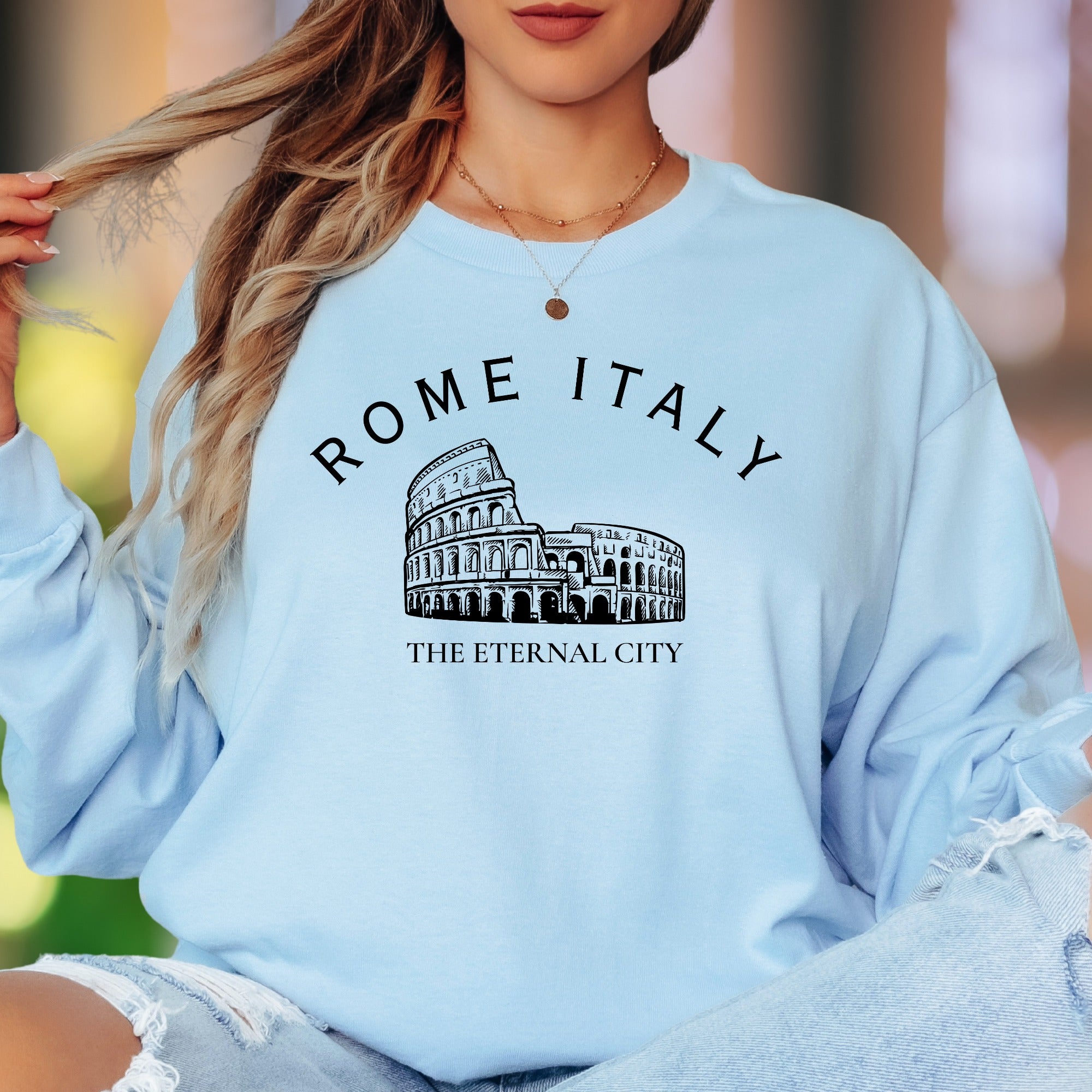 "Rome Italy The Eternal City" | Vintage Colosseum Unisex Adult Long Sleeve T-Shirt | Travel & Lifestyle