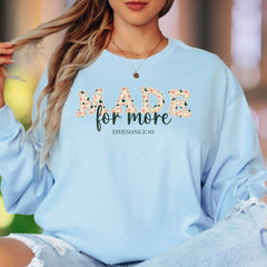 "Made For More Ephesians 2:10" | Floral Applique Unisex Adult Long Sleeve T-Shirt | Empowering Inspiration