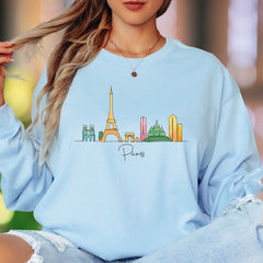 "Paris" | Minimal Skyline Unisex Adult Long Sleeve T-Shirt | Travel & Lifestyle Apparel