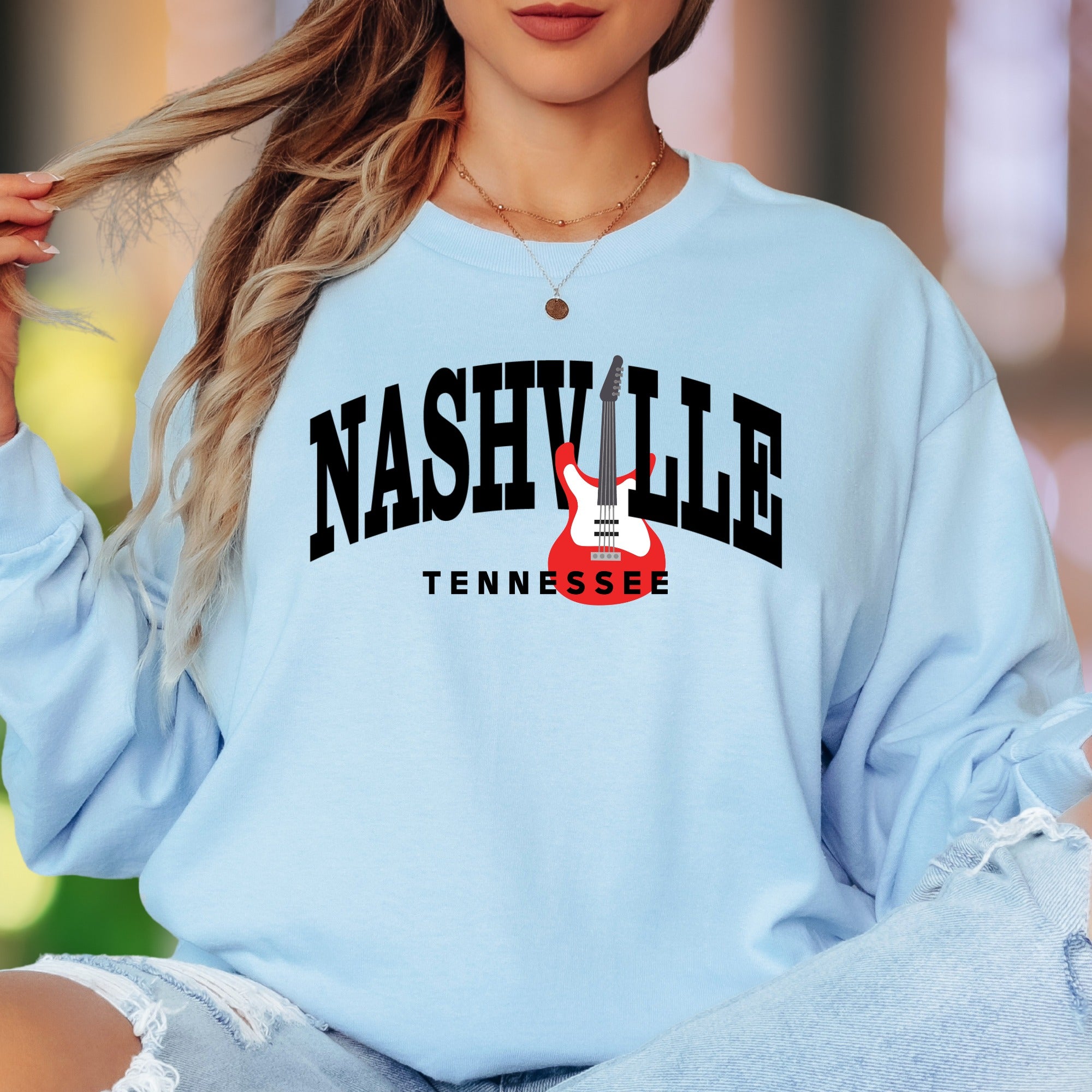 "NASHVILLE TENNESSEE" | Retro Streetwear Unisex Adult Long Sleeve T-Shirt | Music City Lifestyle