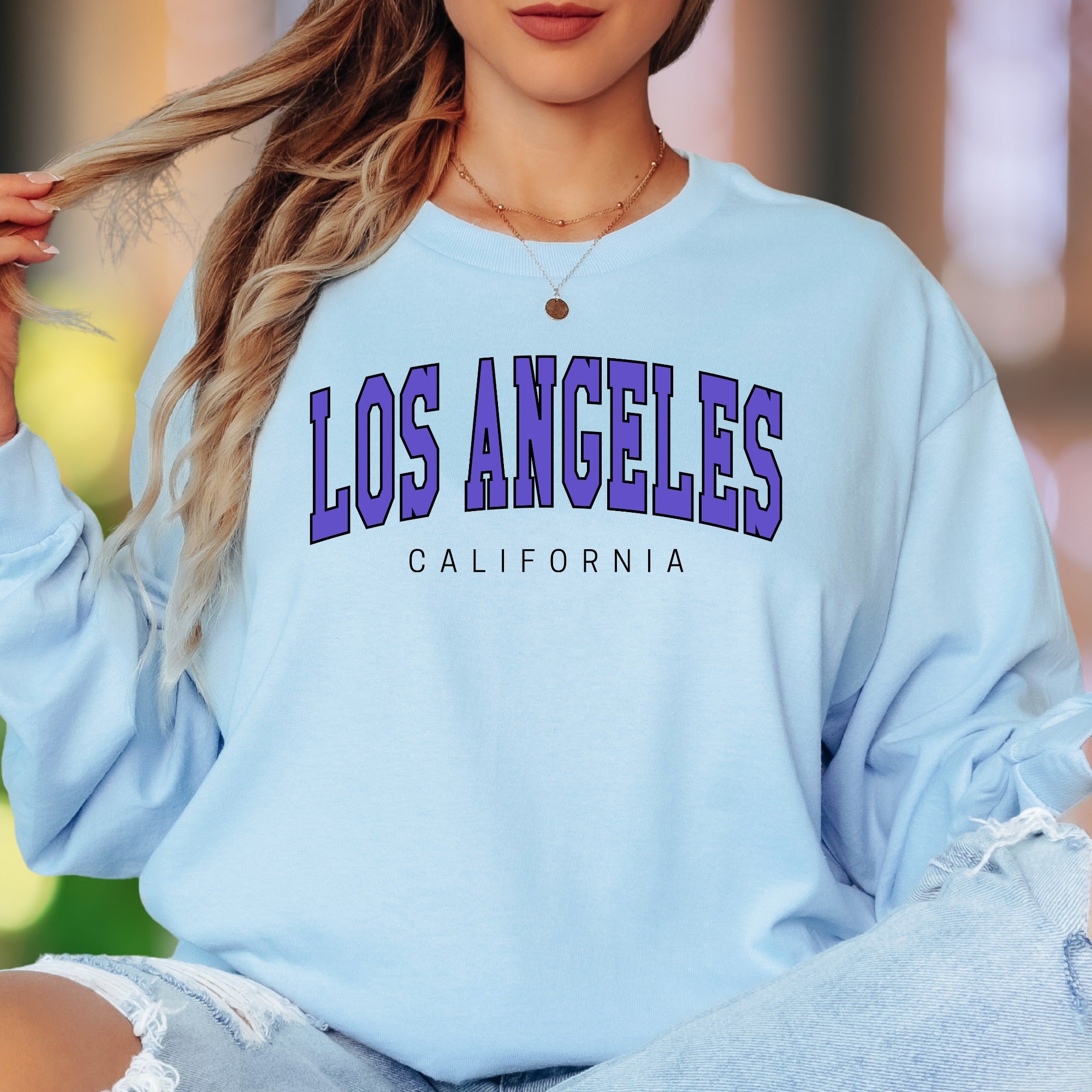 "Los Angeles California" | Collegiate Typography Unisex Adult Long Sleeve T-Shirt | West Coast Lifestyle