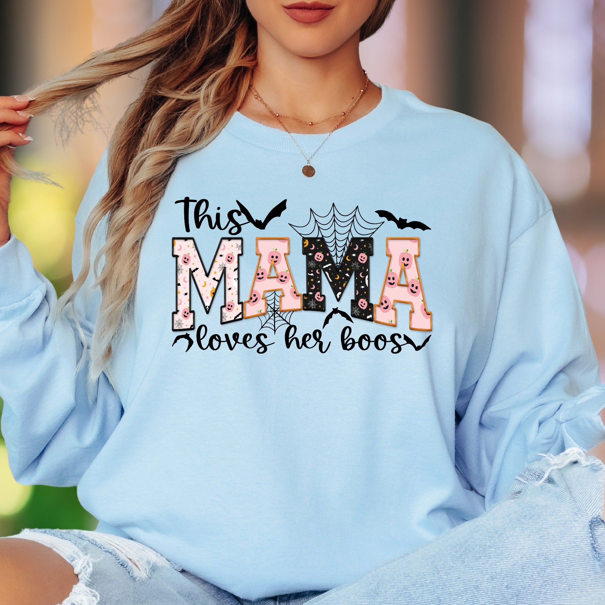"This Mama Loves Her Boos" | Halloween Spooky Unisex Adult Long Sleeve T-Shirt | Festive Mommy Lifestyle
