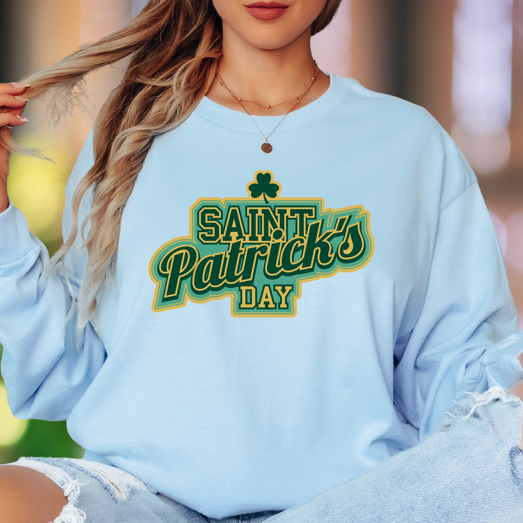 "Saint Patrick's Day" | Retro Typography Unisex Adult Long Sleeve T-Shirt | Festive Celebration