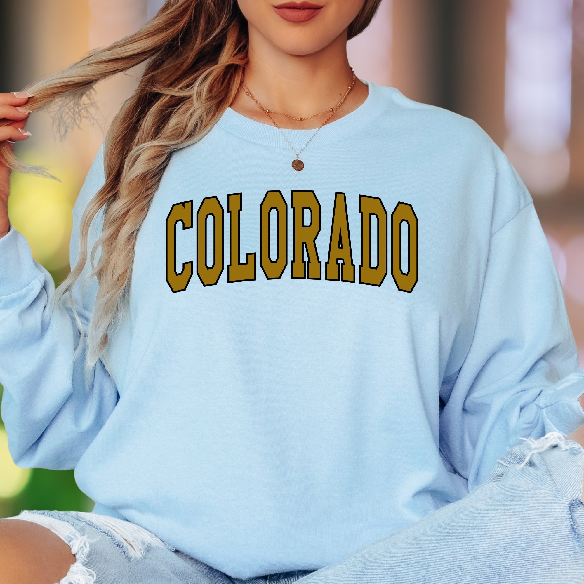 "Colorado" | Bold Typography Unisex Adult Long Sleeve T-Shirt | State Pride