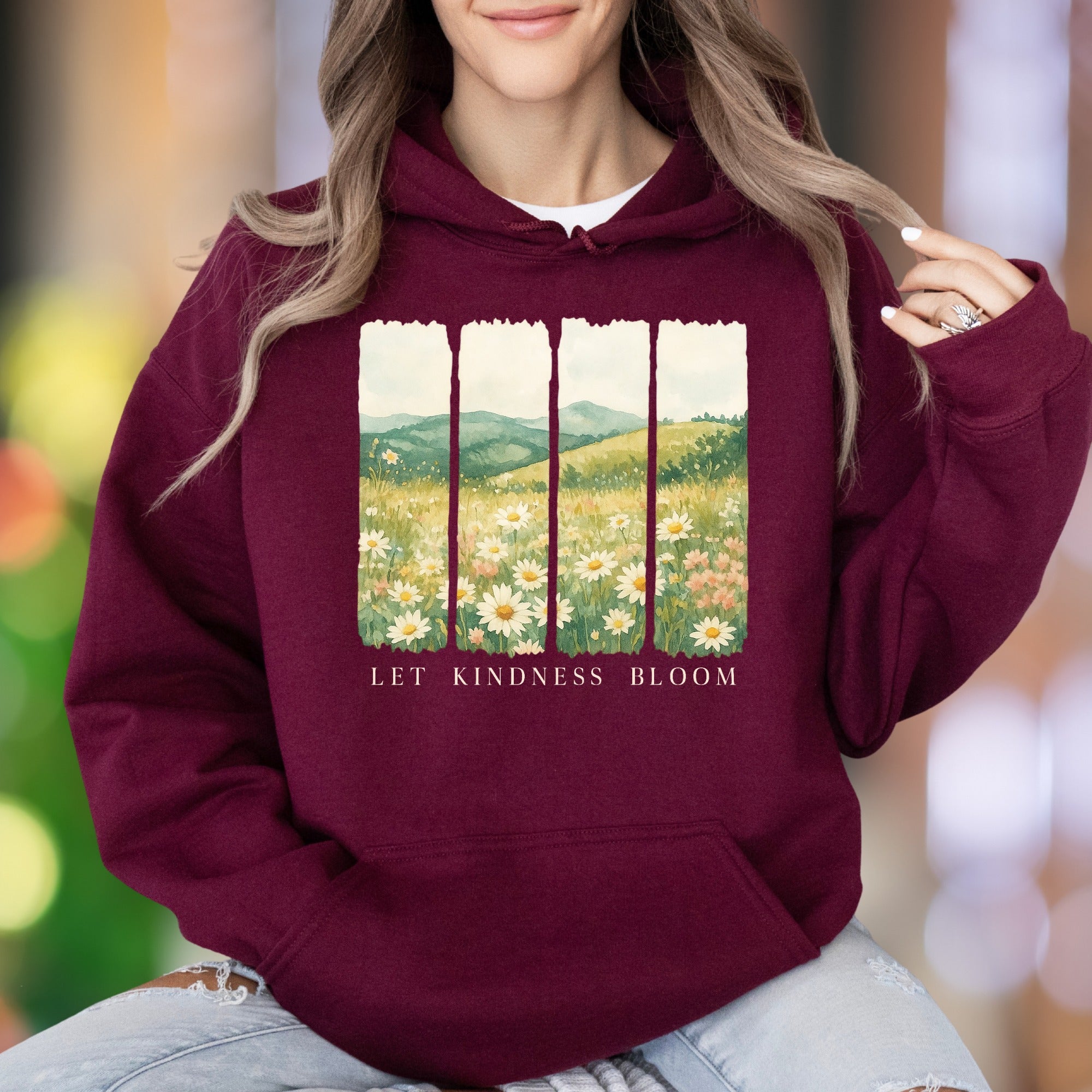 "Let Kindness Bloom" | Nature Landscape Unisex Adult Hoodie | Motivational Lifestyle