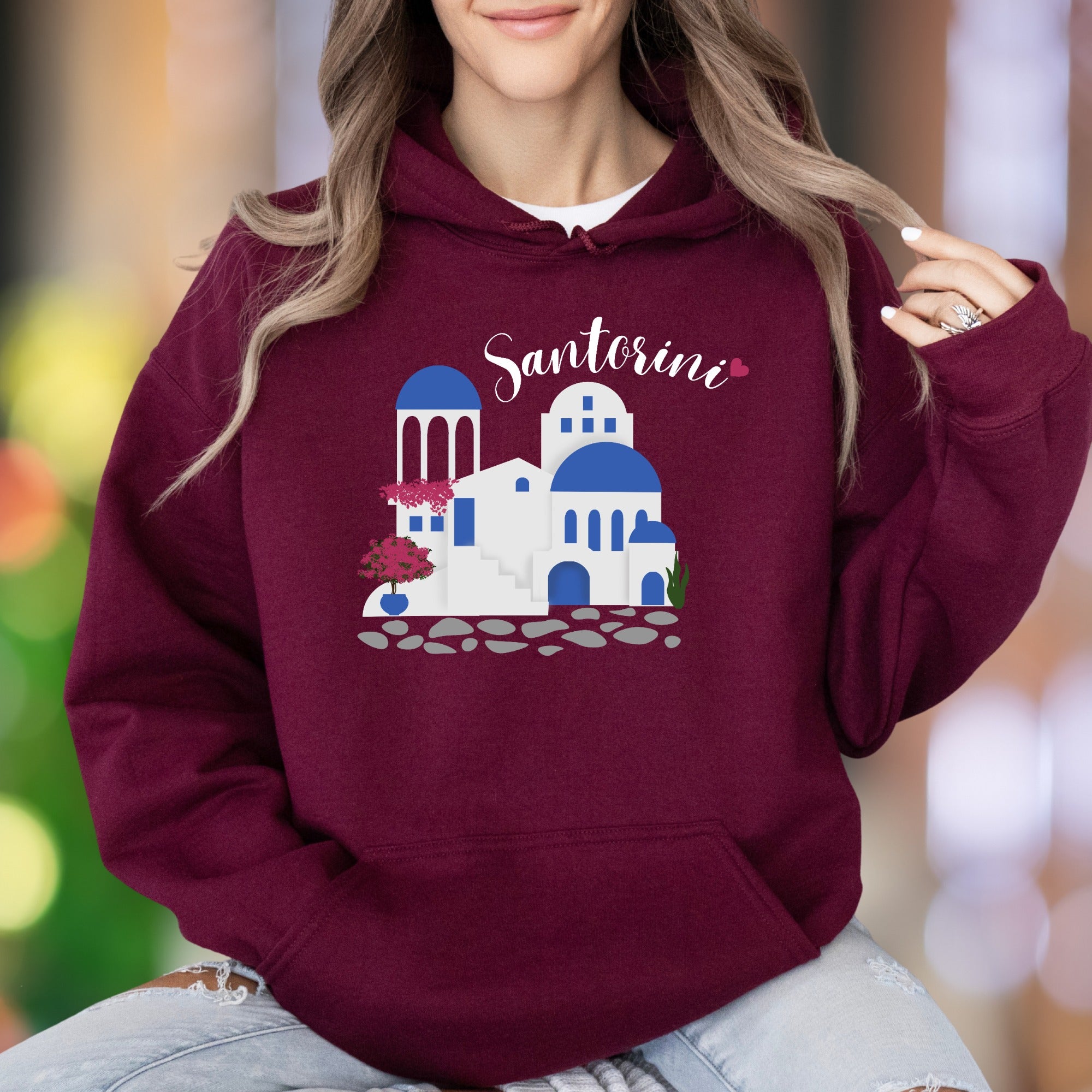 "Santorini" | Iconic Landscape Unisex Adult Hoodie | Travel & Culture