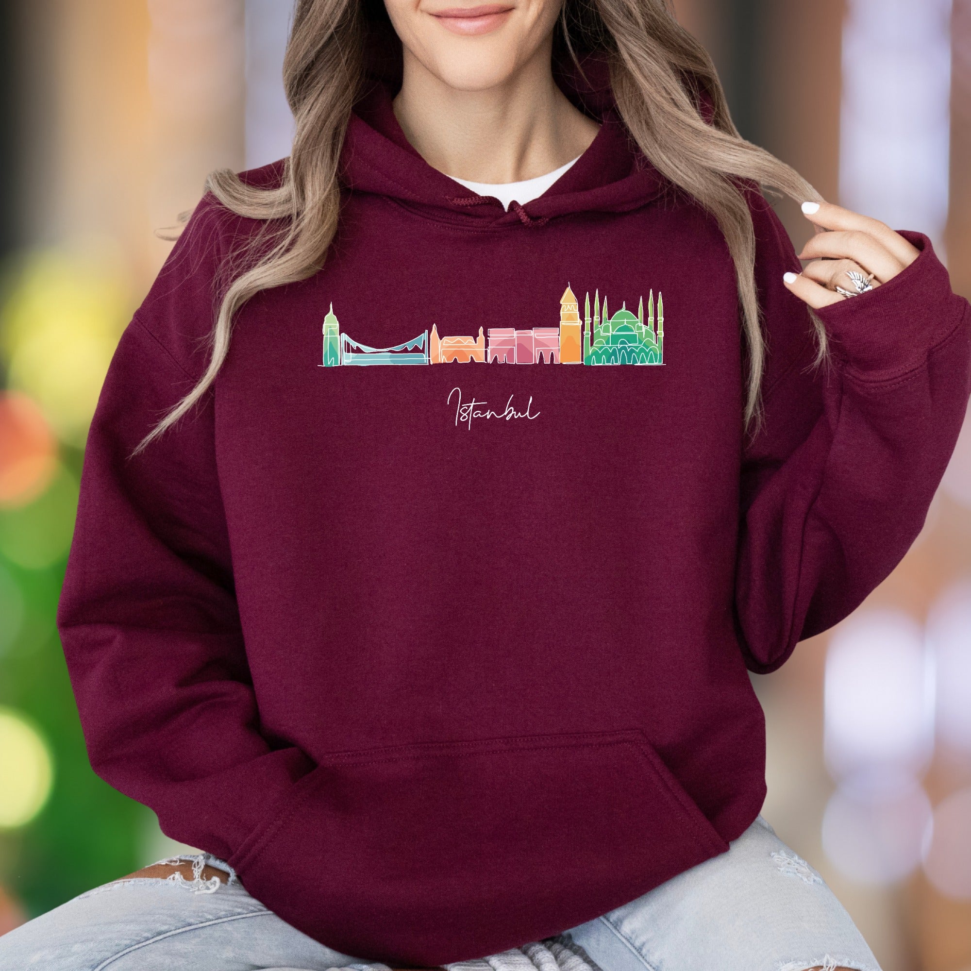 "Istanbul" | Minimal Line Art Unisex Adult Hoodie | Travel Cityscape