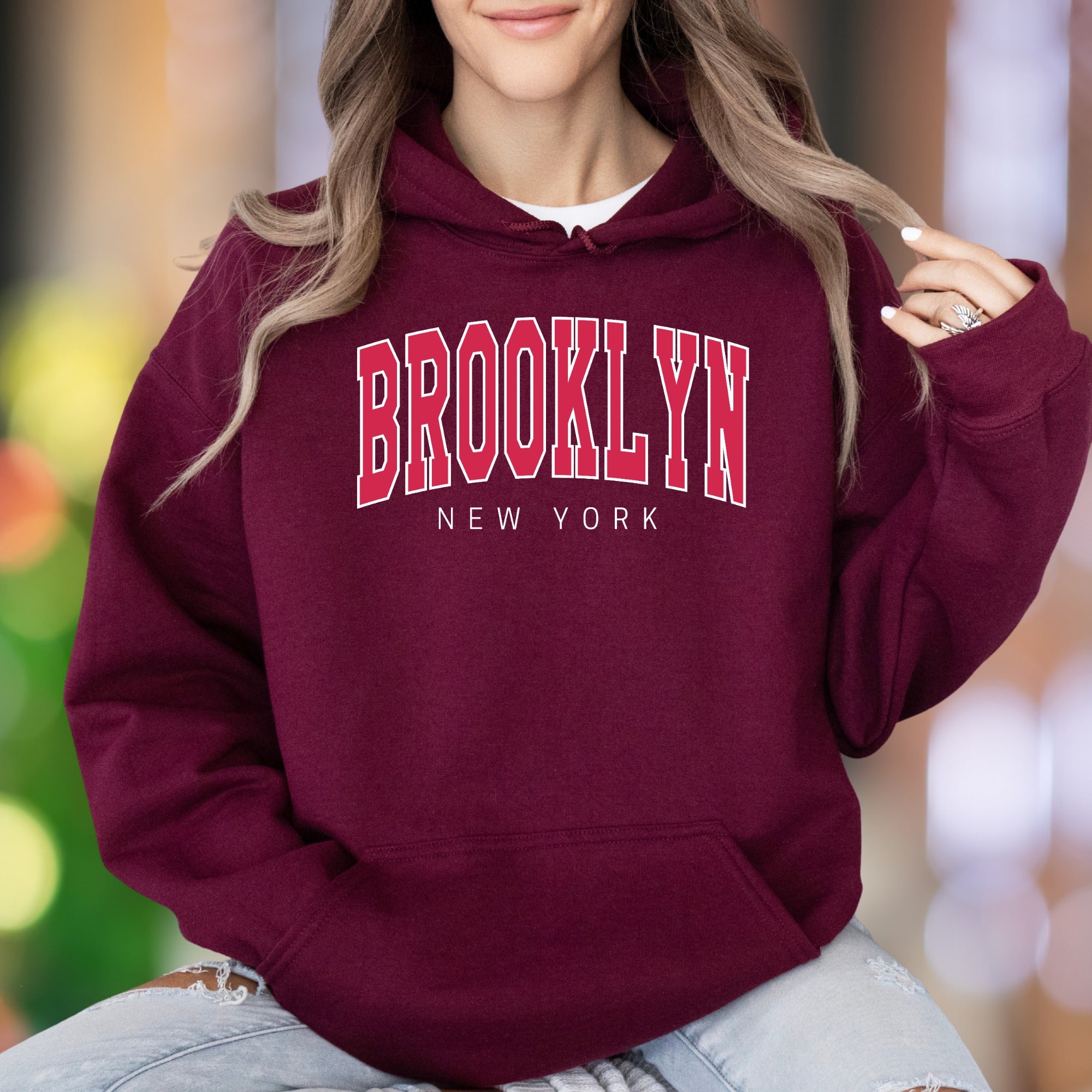 "BROOKLYN NEW YORK" | Bold Typography Unisex Adult Hoodie | Urban Lifestyle