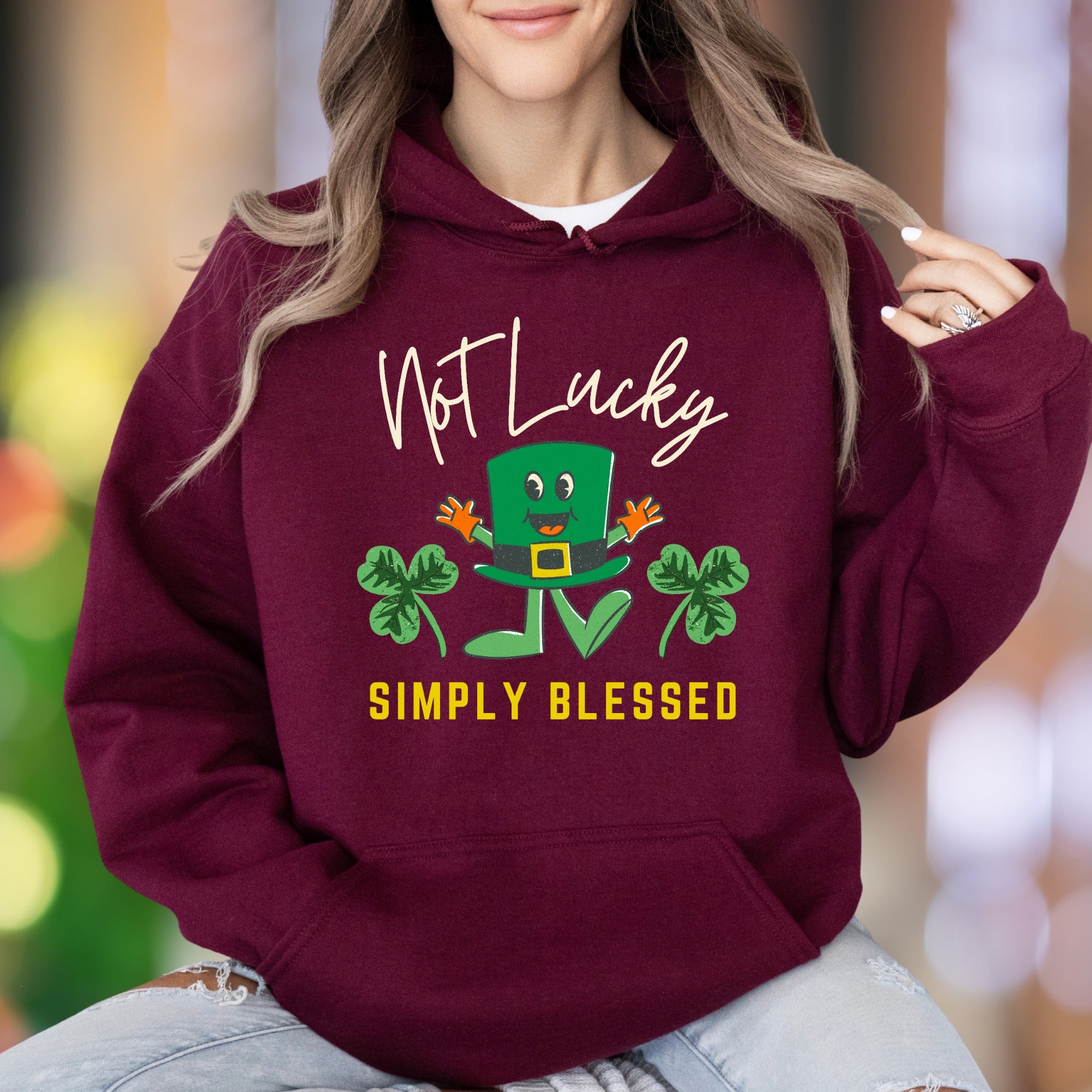 "Not Lucky Simply Blessed" | Funny St. Patrick's Day Unisex Adult Hoodie | Blessed Lifestyle