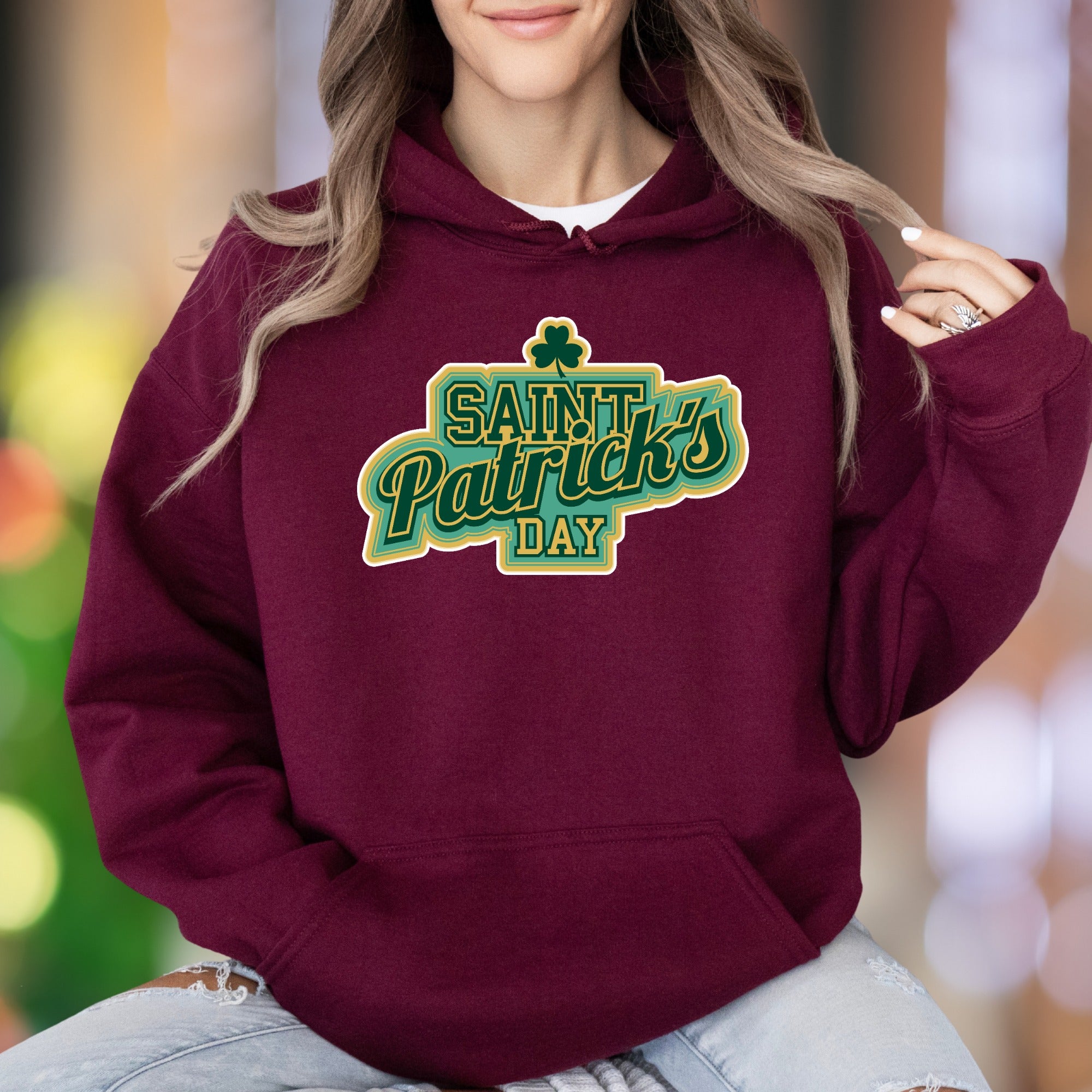 "Saint Patrick's Day" | Retro Typographic Unisex Adult Hoodie | Festive Holiday Apparel