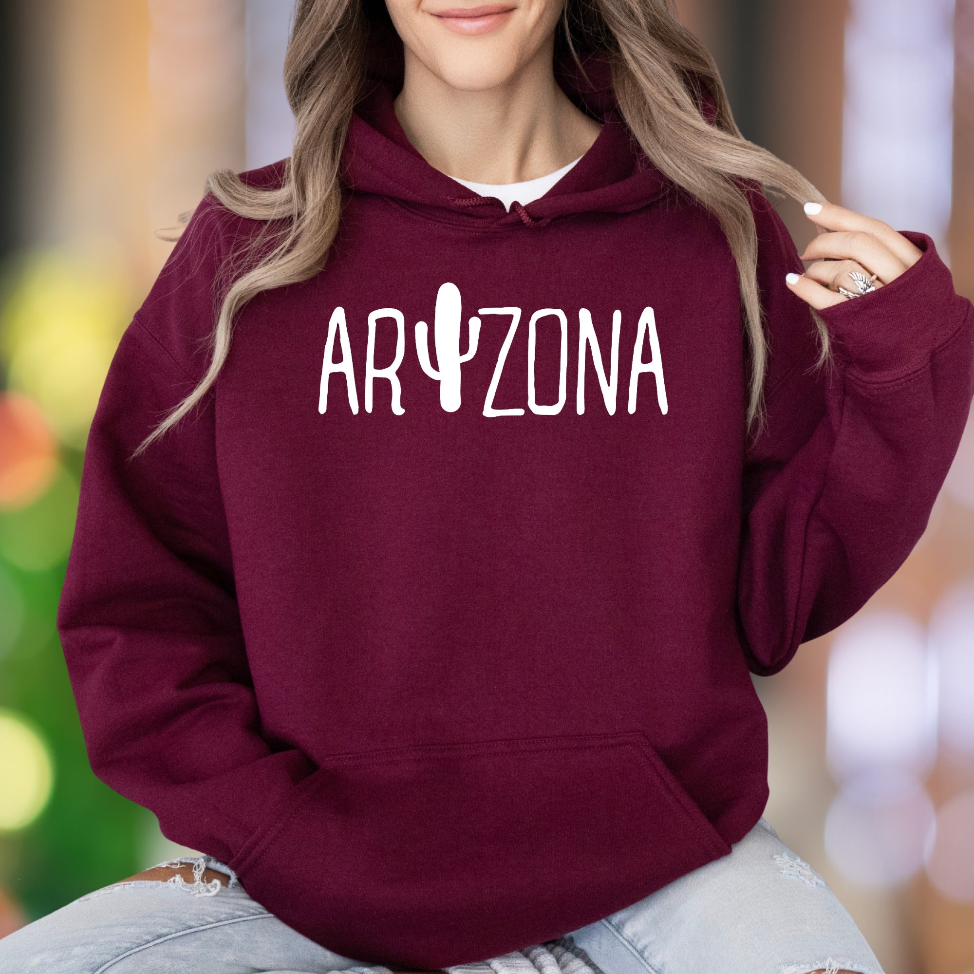 "ARIZONA" | Southwest Cactus Graphic Unisex Adult Hoodie | Travel Lifestyle