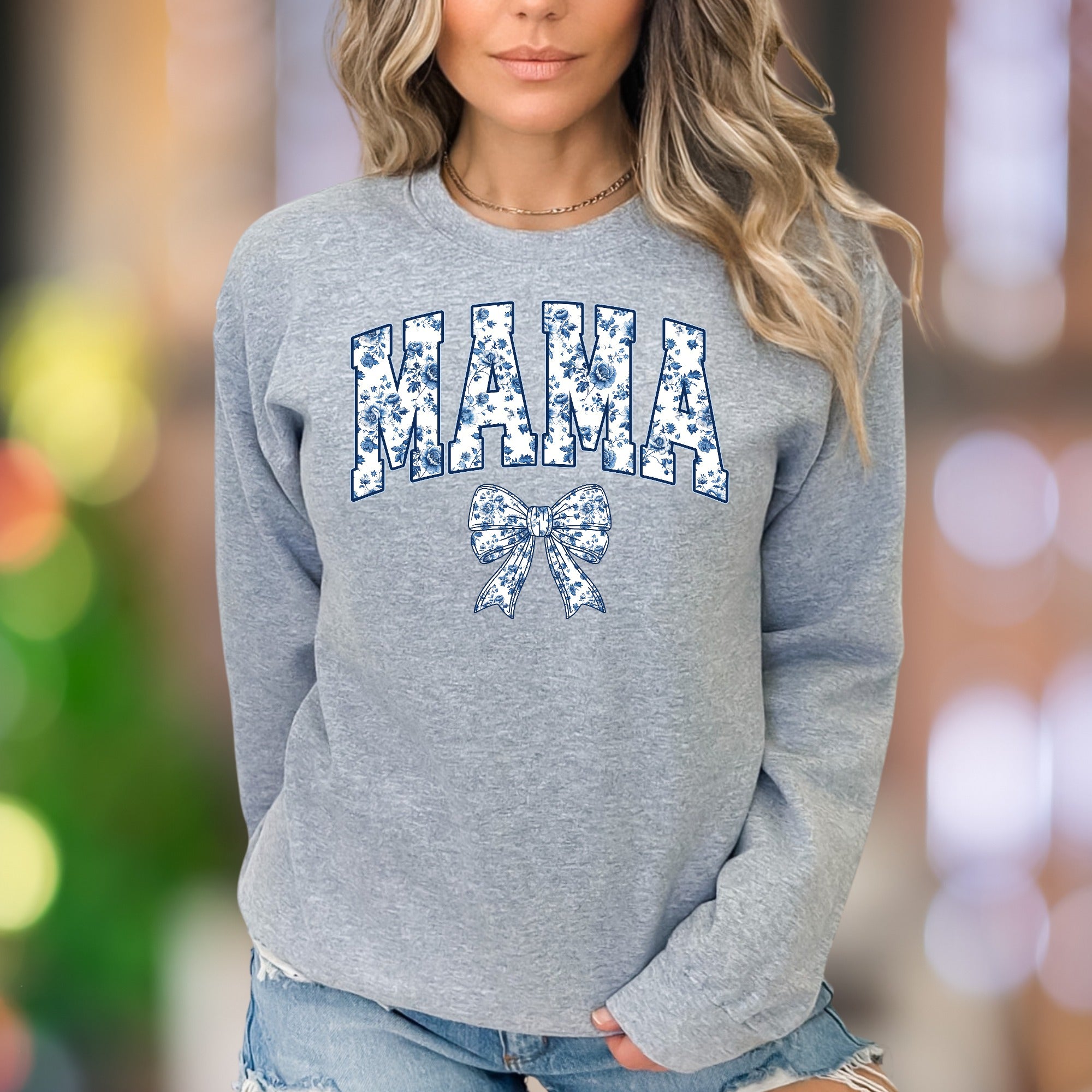 "MAMA" | Chinoiserie Floral Unisex Adult Sweatshirt | Motherhood Lifestyle