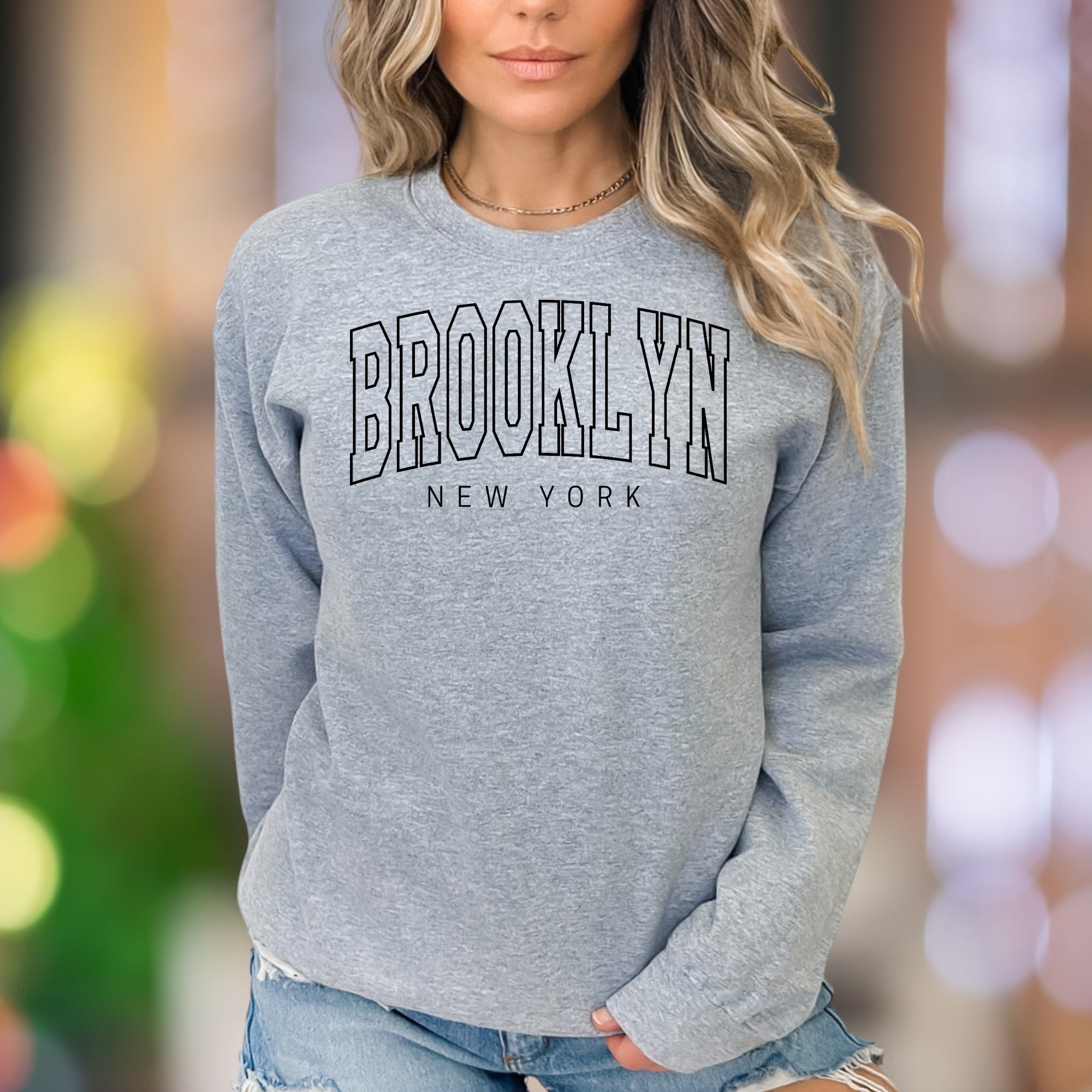 "BROOKLYN NEW YORK" | Modern City Typography Unisex Adult Sweatshirt | Urban Lifestyle Apparel