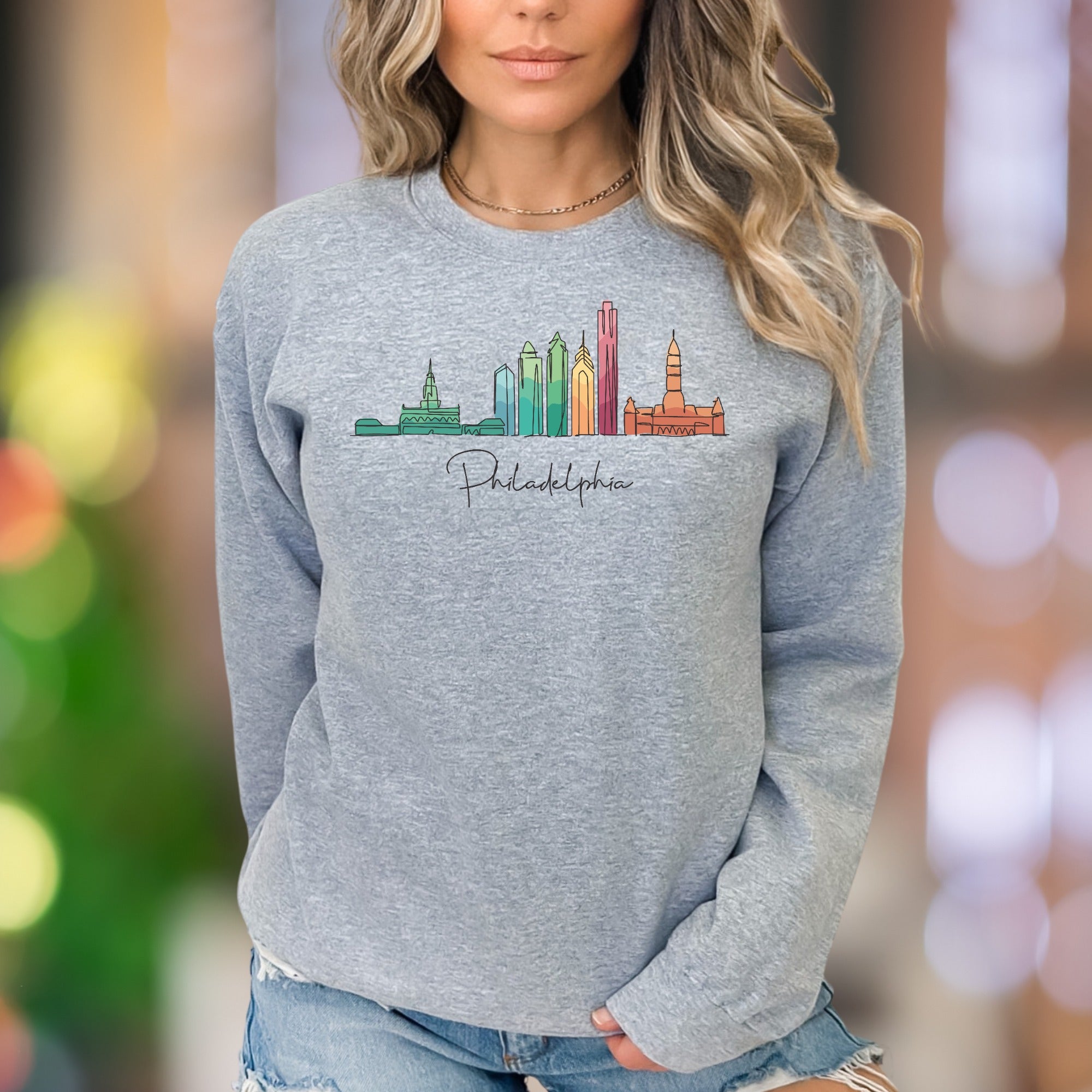 "Pittsburgh" | Colorful Skyline Unisex Adult Sweatshirt | City Pride Apparel