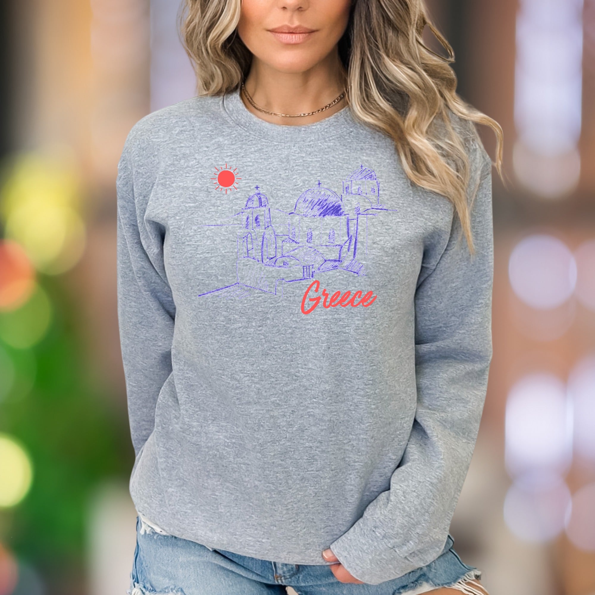 "Greece" | Travel Sketch Unisex Adult Sweatshirt | Wanderlust Lifestyle
