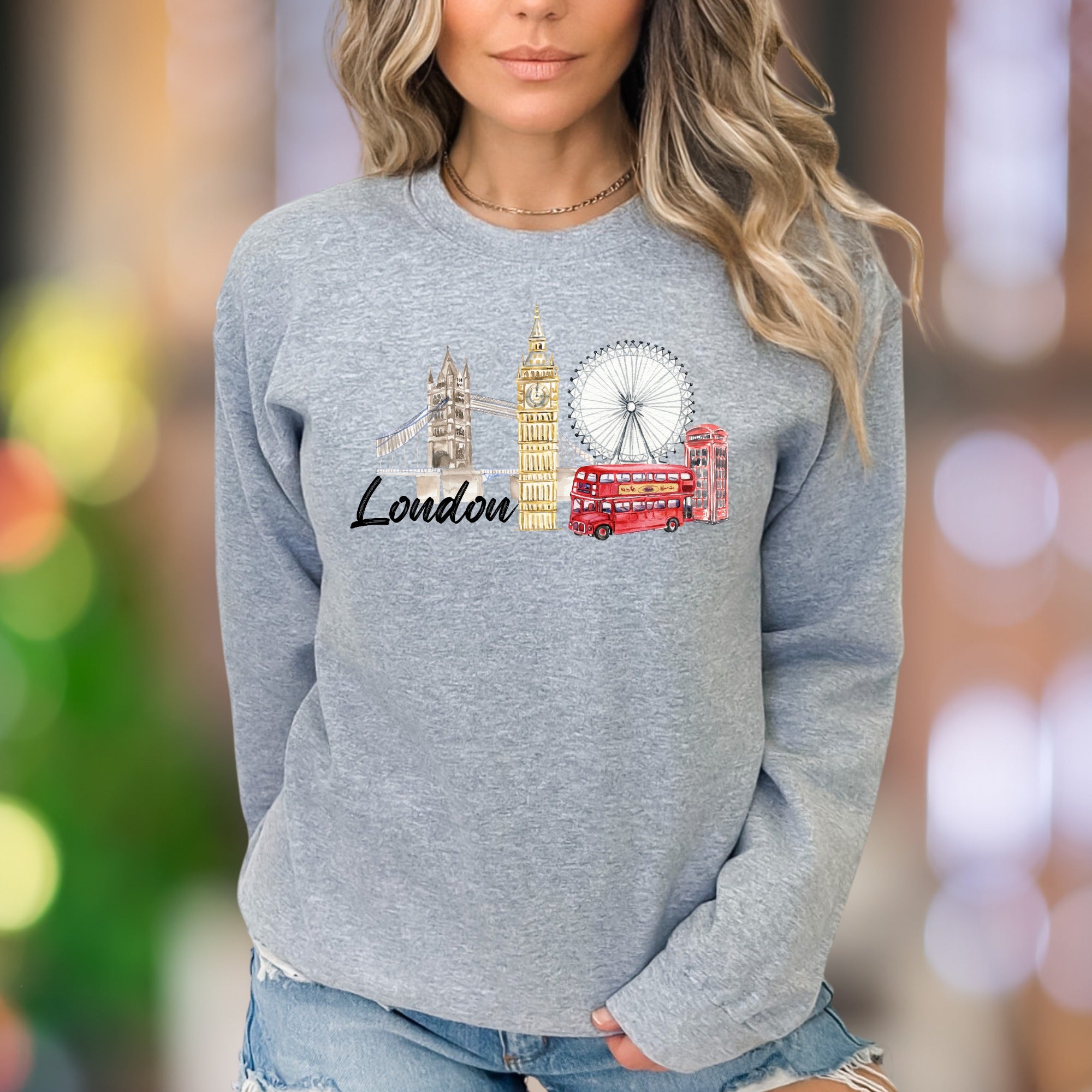 "London" | Watercolor Cityscape Unisex Adult Sweatshirt | Travel & Lifestyle