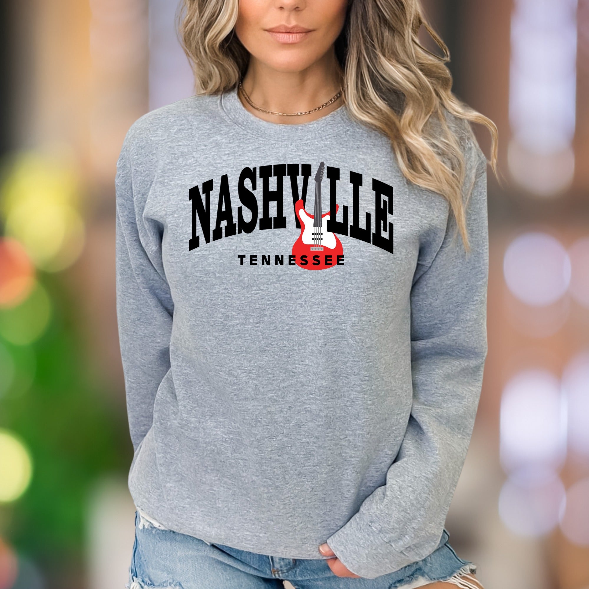 "Nashville Tennessee" | Music City Graphic Unisex Adult Sweatshirt | Lifestyle Travel