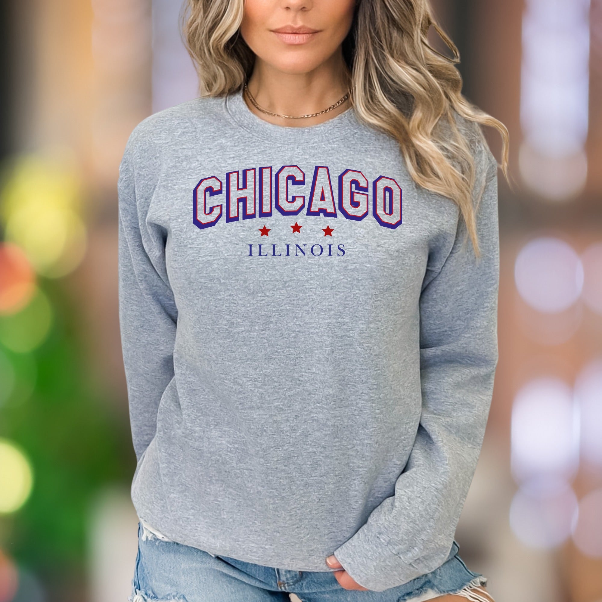 "Chicago Illinois" | Varsity Style Unisex Adult Sweatshirt | City Pride Apparel