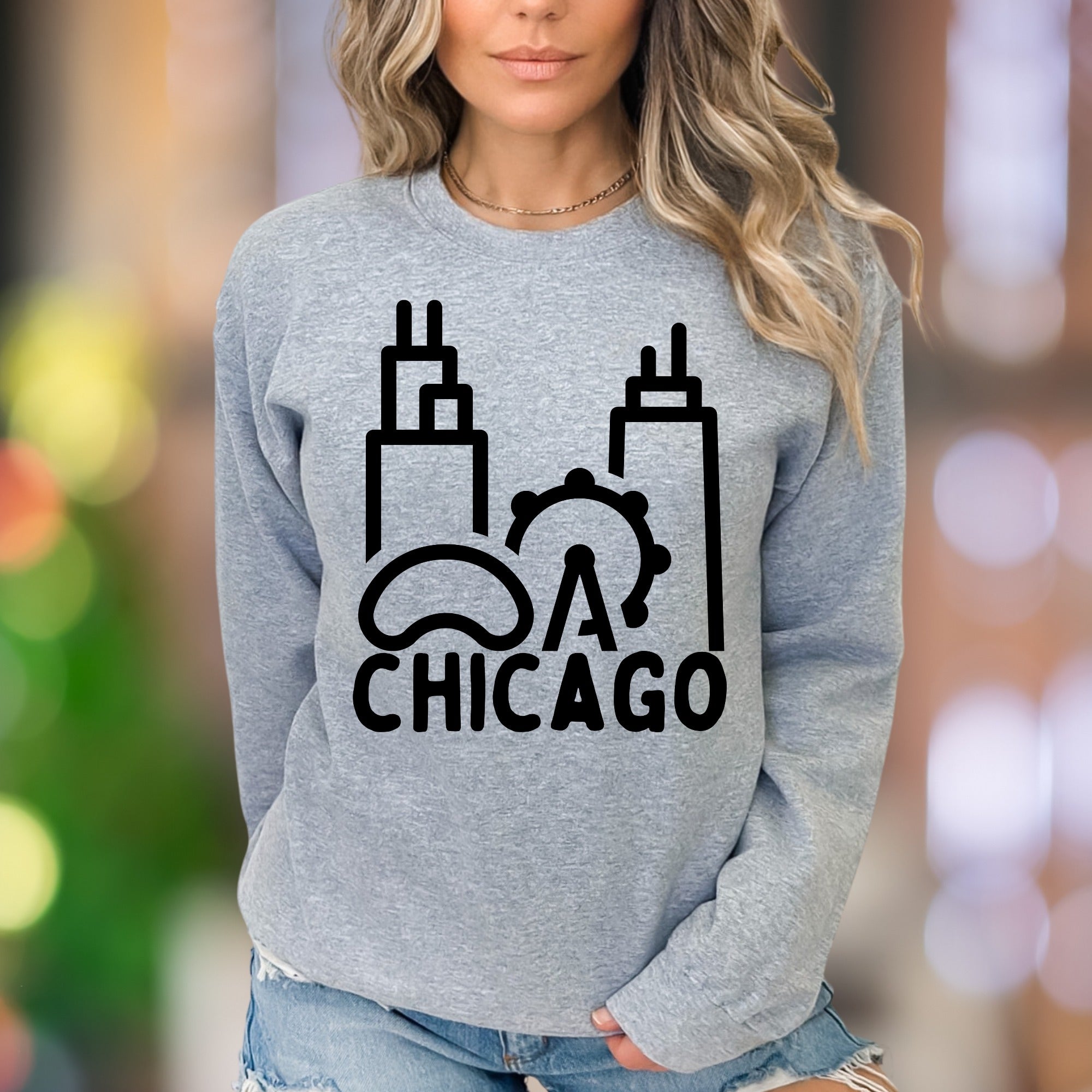 "Chicago" | City Iconography Unisex Adult Sweatshirt | Urban Lifestyle Apparel